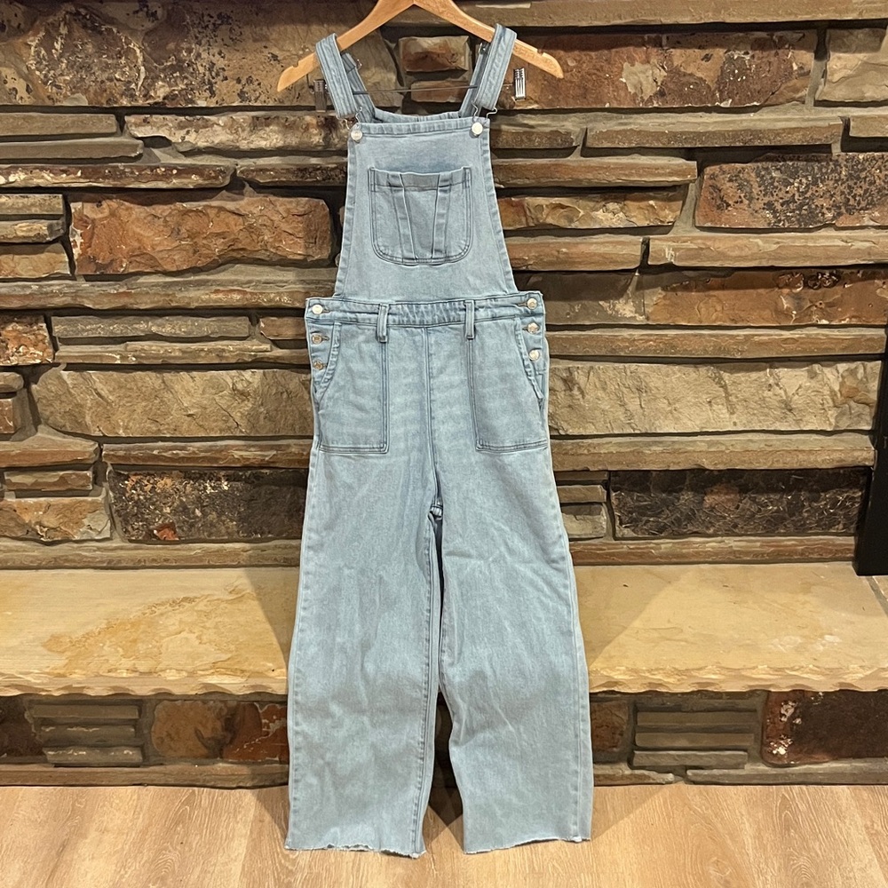 TNR Jeans Wide Leg Light Blue Denim Overalls